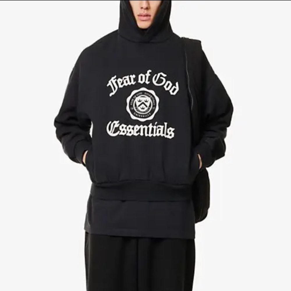Essentials Fear Of God Black Hoodie with White Logo ✨AUTHENTIC✨NWT